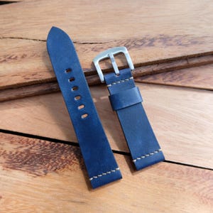 Navy Blue patina vegetable-tanned handmade leather watch strap.Personalize,Custom watch strap.All size...24mm,23mm,22mm,21mm,20mm,19mm