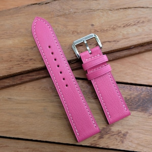 Pink alran handmade leather watch strap.Personalize,Custom watch strap.All size...24mm,23mm,22mm,21mm,20mm,19mm,18mm