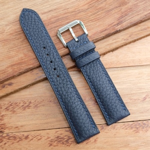 Navy Blue Togo handmade leather watch strap.Personalize,Custom watch strap.All size...24mm,23mm,22mm,21mm,20mm,19mm,18mm