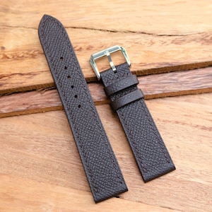 Dark Brown Epsom handmade leather watch strap.Personalize,Custom watch strap.All size...24mm,23mm,22mm,21mm,20mm,19mm,18mm