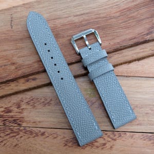 Gray Epsom handmade leather watch strap.Personalize,Custom watch strap.All size...24mm,23mm,22mm,21mm,20mm,19mm,18mm