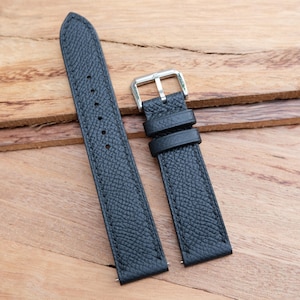 Black Epsom handmade leather watch strap.Personalize,Custom watch strap.All size...24mm,23mm,22mm,21mm,20mm,19mm,18mm