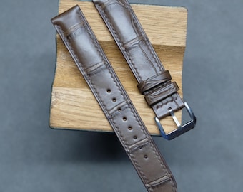 Bracelet de montre en cuir d'alligator marron : à personnaliser, toutes les tailles