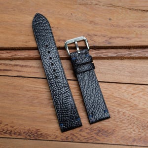 Dark Navy Ostrich leg handmade leather watch strap.Personalize,Custom watch strap.All size...24mm,23mm,22mm,21mm,20mm,19mm,18mm