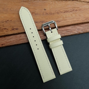 Cream Epsom handmade leather watch strap.Personalize,Custom watch strap.All size...24mm,23mm,22mm,21mm,20mm,19mm,18mm