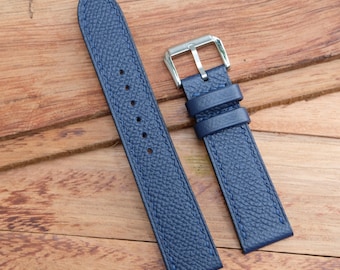 Handmade Navy Blue Epsom Leather Watch Strap: Personalize,Custom.All size