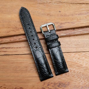 Black Ostrich leg handmade leather watch strap.Personalize,Custom watch strap.All size...24mm,23mm,22mm,21mm,20mm,19mm,18mm
