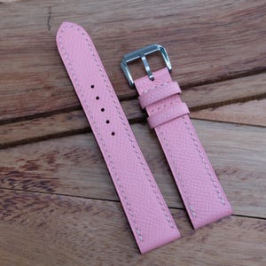 Pink Epsom handmade leather watch strap.Personalize,Custom watch strap.All size...24mm,23mm,22mm,21mm,20mm,19mm,18mm
