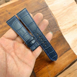 Navy Blue alligator leather watch strap.Personalize,Custom watch strap.All size...24mm,23mm,22mm,21mm,20mm,19mm,18mm