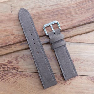 Nubuck Taupe handmade leather watch strap.Personalize,Custom watch strap.All size...24mm,23mm,22mm,21mm,20mm,19mm,18mm