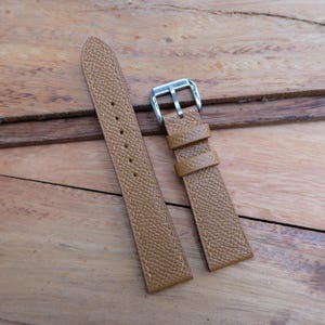 Brown gold Epsom handmade leather watch strap.Personalize,Custom watch strap.All size...24mm,23mm,22mm,21mm,20mm,19mm,18mm