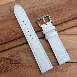White Epsom handmade leather watch strap.Personalize,Custom watch strap.All size...24mm,23mm,22mm,21mm,20mm,19mm,18mm
