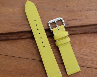 Gult Swift Slim handgjort läderarmband. Personlig, anpassad. Alla storlekar
