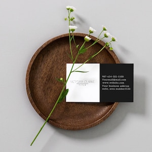 Minimale sjabloon voor visitekaartjes: direct downloaden, DIY-afdrukbaar voor canvas (bewerkbare voor- en achterkant)