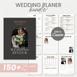 150+ Page Canva Wedding Planner Template Bundle, Editable Wedding Planning Book, Wedding Checklist Binder, Printable Wedding Planner