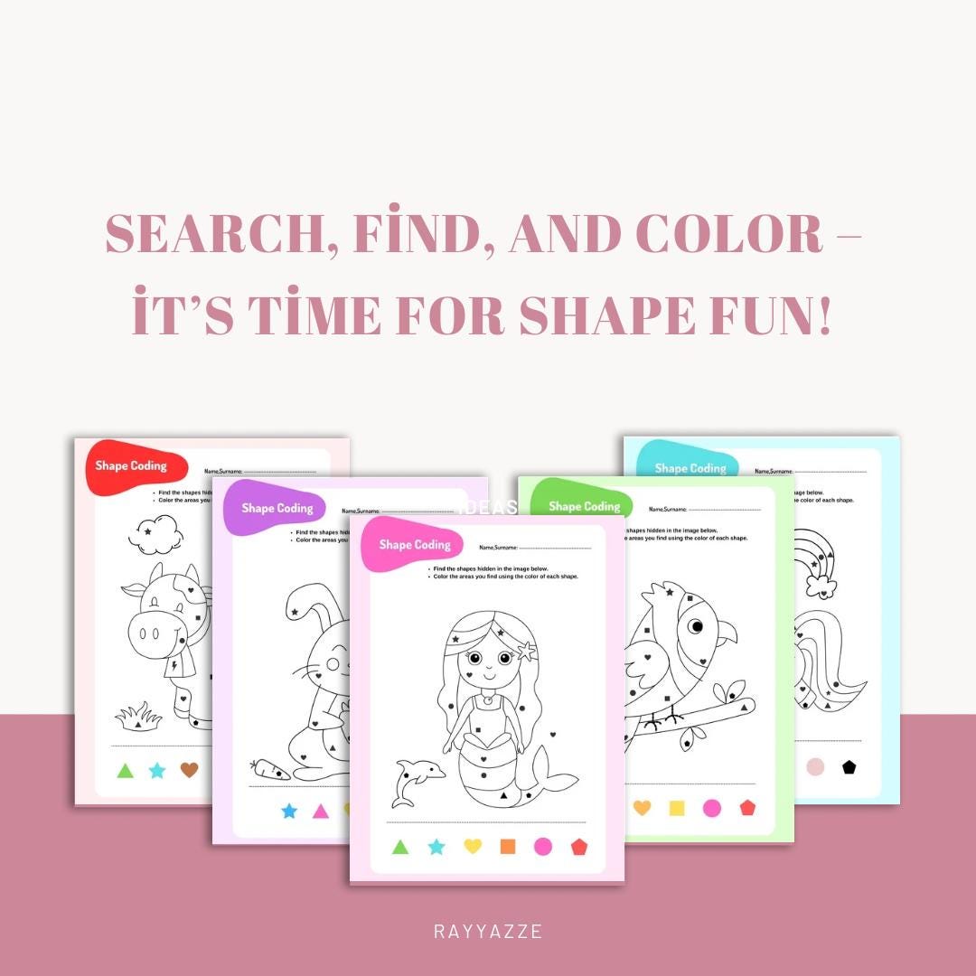 Shape Coding Worksheets | Fun Printable Activities for Kids | Color by ...