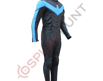 Nightwing Costume Fabric Suit : Screen Printed Stretch Fabric with Gloves