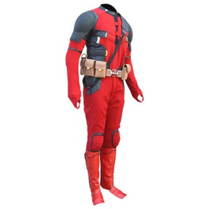 Deadpool & Wolverine Costume: Red Stretch Fabric Suit with Rubber Details