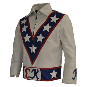 Men's Evel Knievel Cowhide Leather Motorcycle Racing Jacket