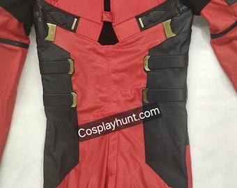 Traje de Deadpool y Wolverine / Traje de Ryan Reynolds de Deadpool 3 de tela elástica con serigrafía, hombros y guantes de goma