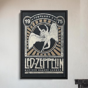 Lienzo decorativo para pared con el concierto de Led Zeppelin en el Madison Square Garden de 1975: póster de rock vintage, decoración de pared de una banda icónica.
