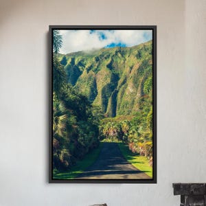 Hoomaluhia Botanischer Garten Oahu Leinwand - Tropische Grünlandschaft Wandkunst, von der Natur inspiriertes ruhiges Wohndekor