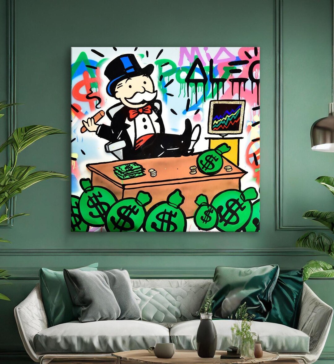 Alec Monopoly Pop Art Painting Canvas, Stylish Wall Decor for Home ...