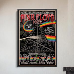 Lienzo decorativo de concierto de Pink Floyd: póster vintage de banda de rock, decoración de pared musical retro para fans y coleccionistas.
