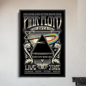 Pink Floyd Konzert gerahmte Leinwand Kunst - Vintage Rockmusik Dekor - Psychedelisches Band Poster für Musikliebhaber
