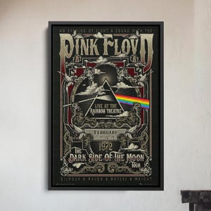 Pink Floyd Rainbow Theater Poster Leinwand Wandkunst - Vintage 1970er Jahre Rockband Print - Retro Musikzimmer Wanddeko