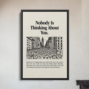 Ninguém está pensando em você - Arte de parede em tela - Impressão de citação minimalista ousada, decoração motivacional moderna, pôster de tipografia emoldurado