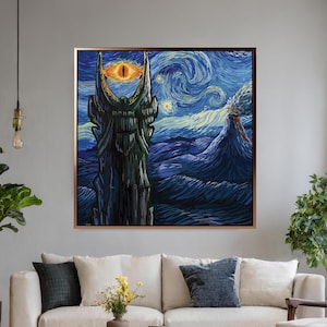 Poster stampabile "La notte stellata" di Vincent Van Gogh, Il Signore degli Anelli, Terra di Mezzo, Decorazione Notte Stellata, Arte murale Il Signore degli Anelli