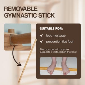 Timbergood Zweedse Wandrek van Hout met Optrekstang en Dip Bars – Verstelbaar Thuisgym voor Volwassenen en Kinderen afbeelding 12