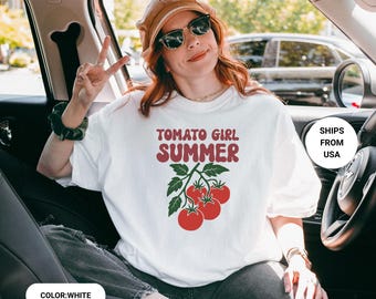 Comfort Colors® Unisex %100 Cotton Tomato Girl Summer Graphic Tee,Tomato Shirt,Tomato T-shirt, Tomato Shirt,Vintage Fruit Shirt,Summer Tee