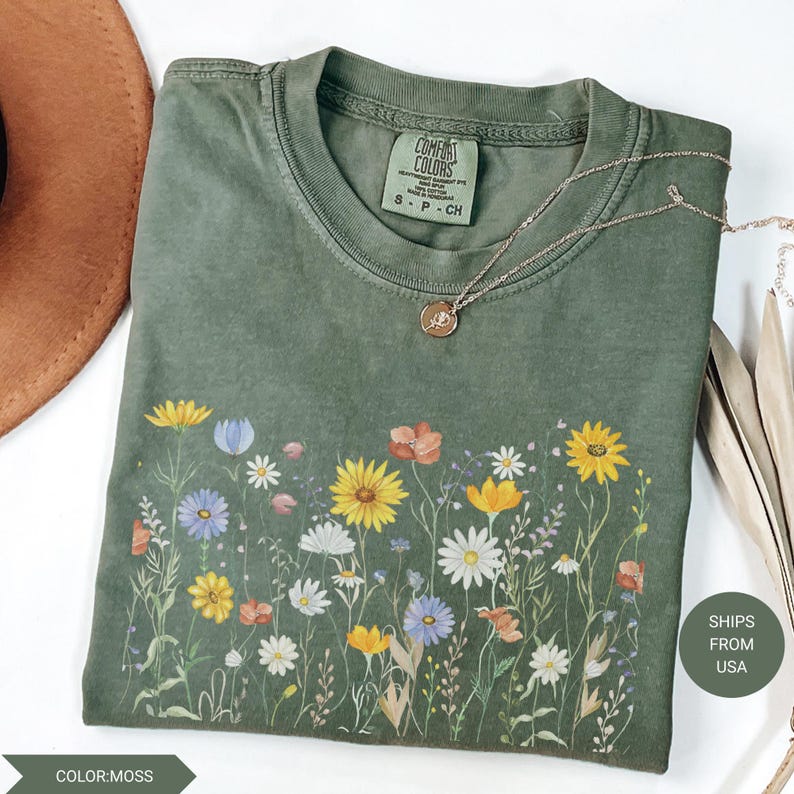 Comfort Colors® Wildflower Shirt, Flower Shirt, Gift for Her, Flower ...
