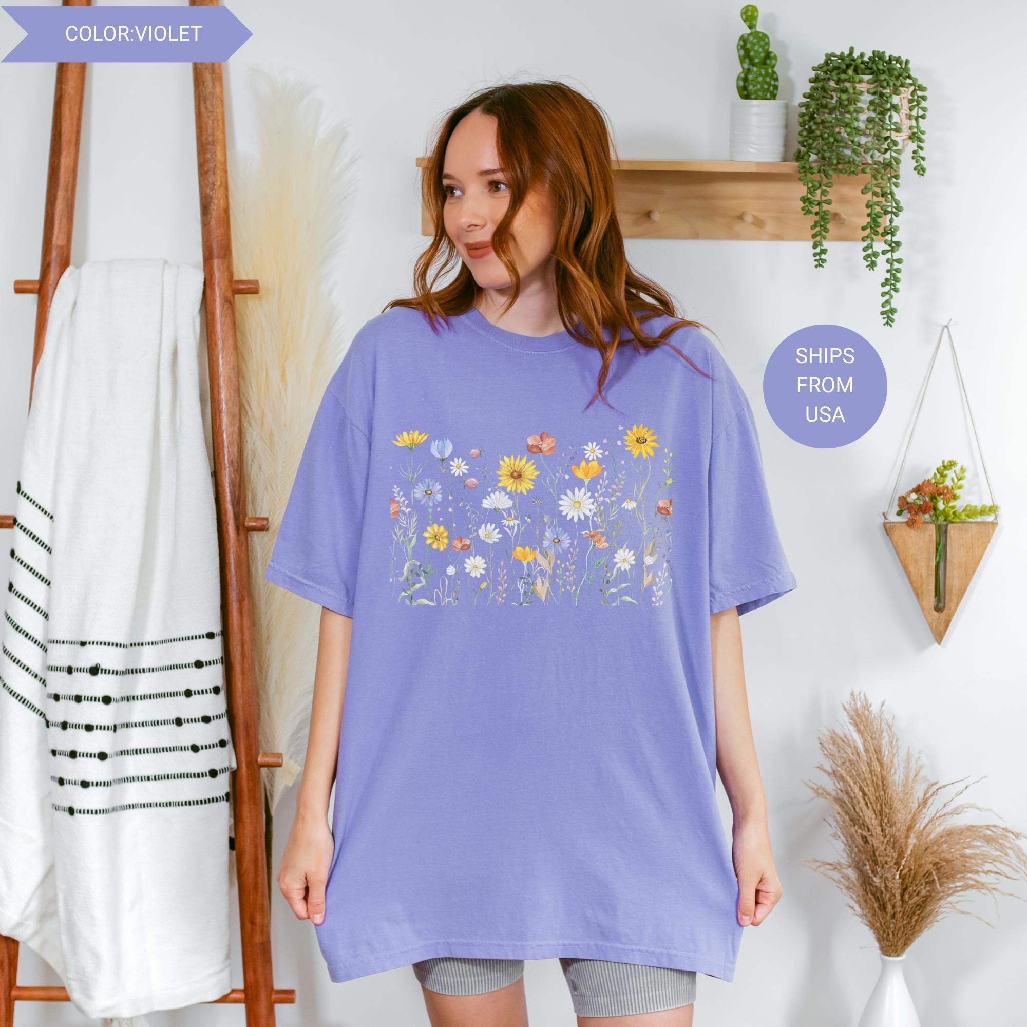 Comfort Colors® Wildflower Shirt, Flower Shirt, Gift for Her, Flower ...