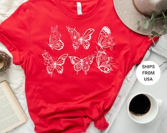 Floral Butterfly Shirt, Hippie Butterfly Tees, Butterfly Shirt, Butterfly Lover Gift, Boho Butterfly Shirt, Antisocial Women Shirt