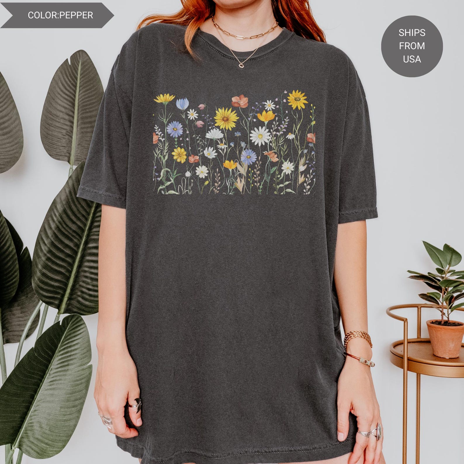 Comfort Colors® Wildflower Shirt, Flower Shirt, Gift for Her, Flower ...