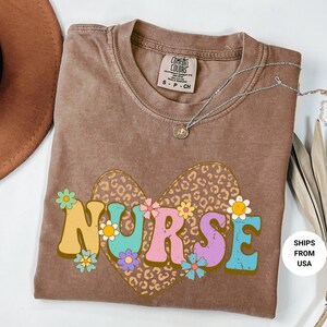 Comfort Colors® Leopard Nurse Shirt, Nurse T-Shirt, RN Shirt, Nursing School Shirt, Registered Nurse Shirt, Nurse Gift