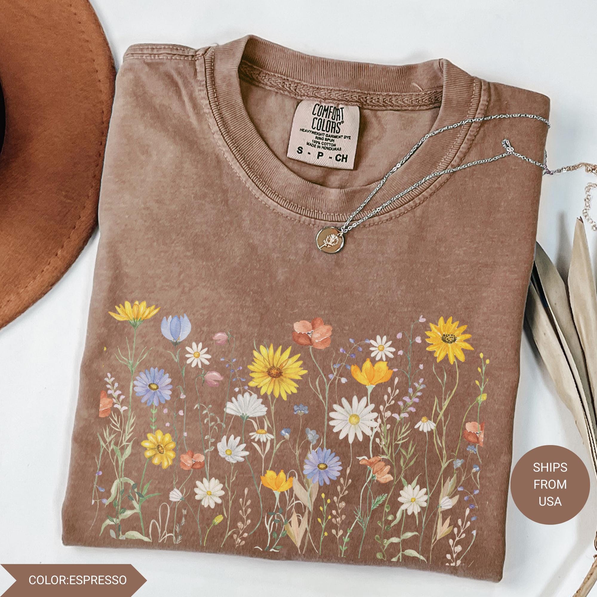 Comfort Colors® Wildflower Shirt, Flower Shirt, Gift for Her, Flower ...