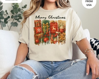 Merry Christmas Shirt, Christmas Crewneck Women Holiday Shirt, Cute Xmas Shirt, Cozy Winter Shirt, Christmas Shirt