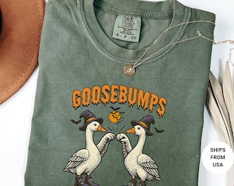 Comfort Colors® Funny Goose Bumps Halloween Tshirt, Retro Goose Pumps Shirt, Best Girly Halloween Gift, Trendy Halloween Gift