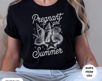 Pregnant Girl Summer Shirt, Beach Pregnancy Announcement T-shirt, Pregnancy Reveal Tee, Baby Shower Gift, Mom Shirt