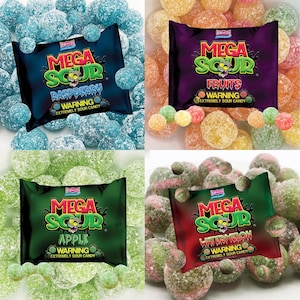 TikTok&#39;s Famous MEGA SOURS 4 Pack Bundle- Barnetts Pick & Mix Extreme Super Sour Candy Sweets, Pix n Mix, PartyFavours,Snacks,Treats
