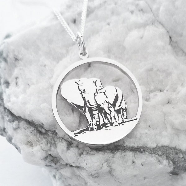 Scenic Range - Elephants Sterling Silver Pendant