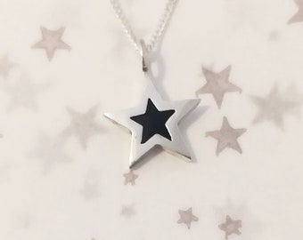 Simple Star with Resin Sterling Silver Pendant