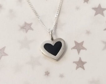 Simple Resin Heart Sterling Silver Pendant