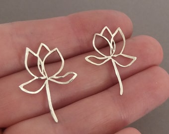 Textured Handmade Sterling Silver Cutout Flower Studs