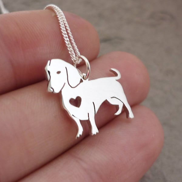 Daschund Wiener Doggie Sterling Silver Handmade Pendant