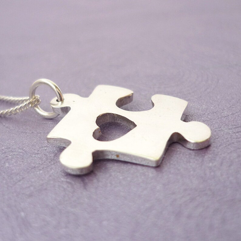 Puzzle Heart Handmade Sterling Silver Pendant Etsy